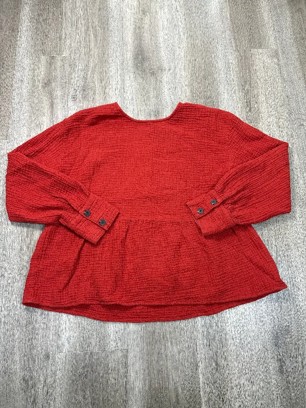 Top Long Sleeve By Madewell In Orange, Size: Xl