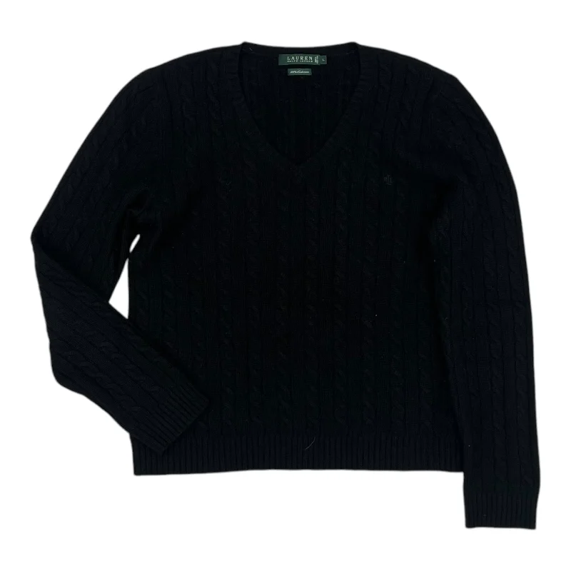 Sweater Cashmere By Lauren By Ralph Lauren In Black, Size:L