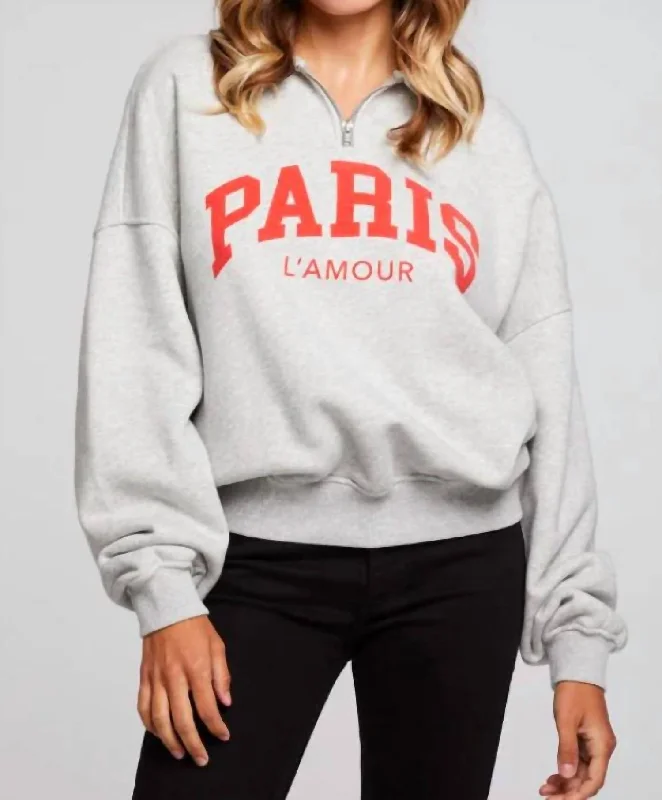 Versatile And Stylish Unisex Apparel Fashionable Comfort Promotions Paris L' Amour Pullover In Heather Grey Versatile And Stylish Unisex Apparel Fashionable Comfort Promotions Paris L' Amour Pullover In Heather Grey