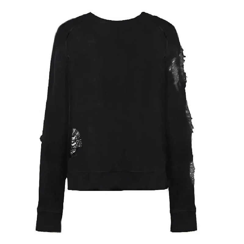 Fashion-Forward Gender-Neutral Outerwear Discount Extravaganza Women's Blackbird Ripped Sweatshirt Top Pullover