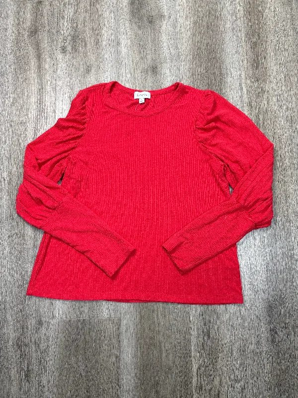 Top Long Sleeve By Evereve In Red, Size: L