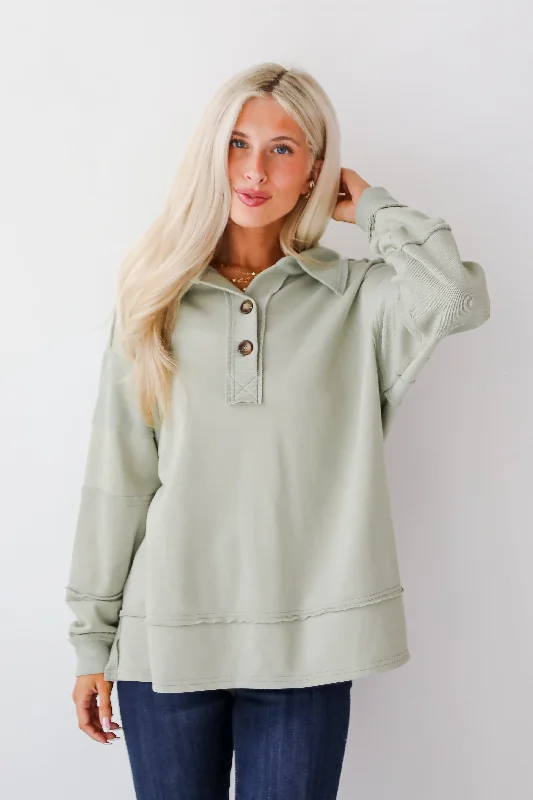 Minimalist Unisex Wardrobe Must-Haves Limited Edition Majorly Comfy Sage Collared Pullover Minimalist Unisex Wardrobe Must-Haves Limited Edition Majorly Comfy Sage Collared Pullover