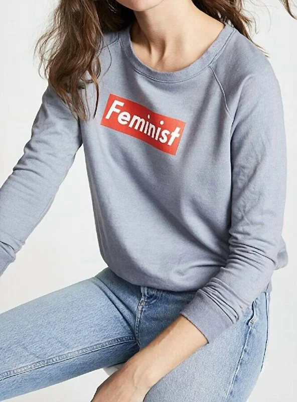 Modern Unisex Wardrobe Staples Big Savings Femme Feminist Pullover Sweatshirt In Gray