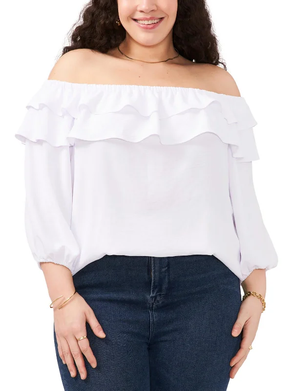 Classic Unisex Fashion Looks New In This Season Plus Womens Ruffled Polyester Pullover Top Classic Unisex Fashion Looks New In This Season Plus Womens Ruffled Polyester Pullover Top