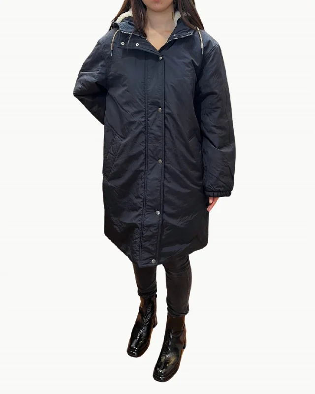 Women's Plus-Size Garments Holiday Glam Venlo Woven Coat In Navy