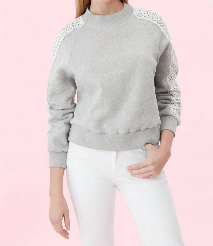 Versatile And Stylish Unisex Apparel Limited Time Deal Eyelet Crewneck Fleece Pullover In Grey Versatile And Stylish Unisex Apparel Limited Time Deal Eyelet Crewneck Fleece Pullover In Grey
