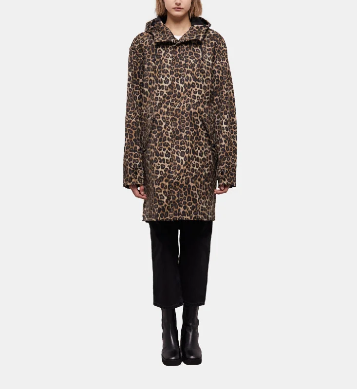 Women's Chic Apparel Summer Fashion Long Parka With Leopard Print Hood
