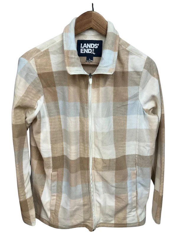 Top Long Sleeve By Lands End In Plaid Pattern, Size: L