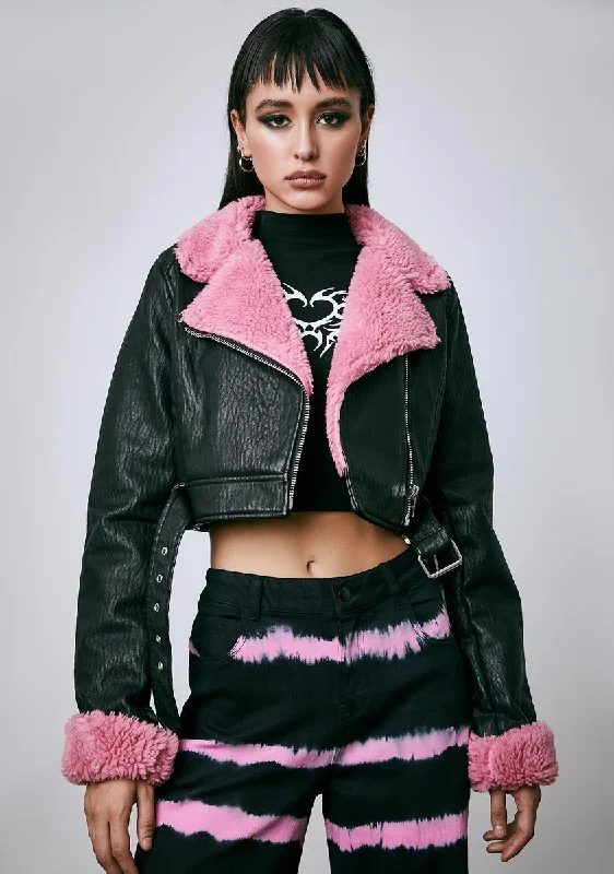 Sweetly Mistaken Crop Moto Jacket