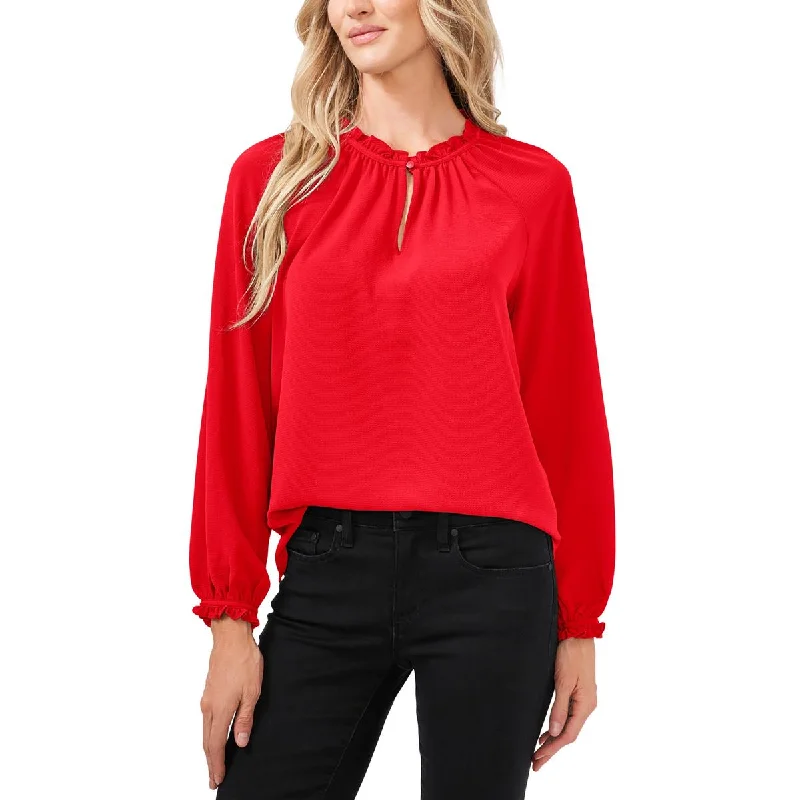 Unisex Everyday Fashion Essentials Fashion Deal Womens Stretch Crinkle Frill Neck Pullover Top