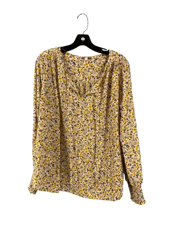 Top Long Sleeve By Pleione In Floral Print, Size: Xl