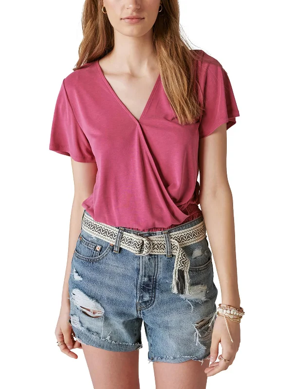 Classic And Timeless Unisex Style Urban Style Promotions Womens V Neck Smocked Pullover Top