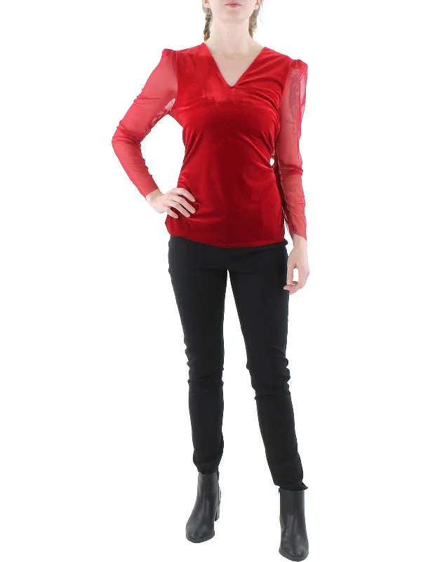 Functional And Stylish Unisex Wear Flash Sale Now Womens Mixed Media Velvet Pullover Top Functional And Stylish Unisex Wear Flash Sale Now Womens Mixed Media Velvet Pullover Top