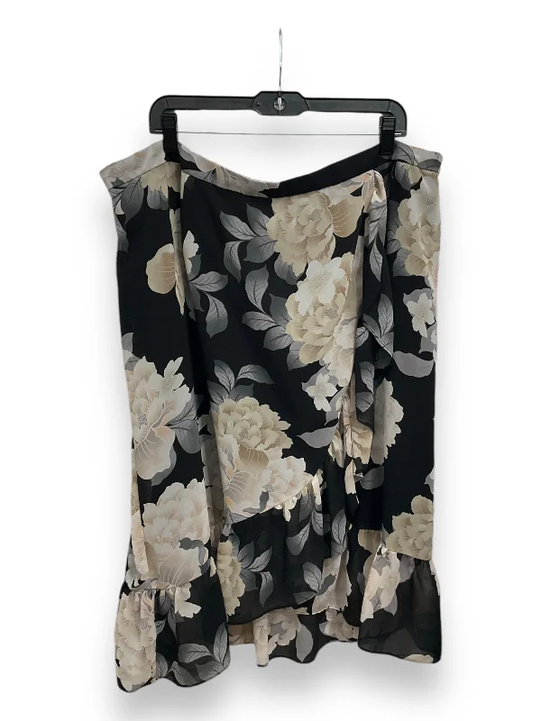 Skirt Midi By Calvin Klein In Floral Print, Size: 1x