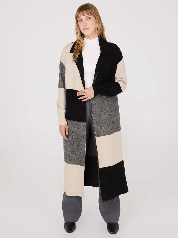 Collared Colour Block Long Duster