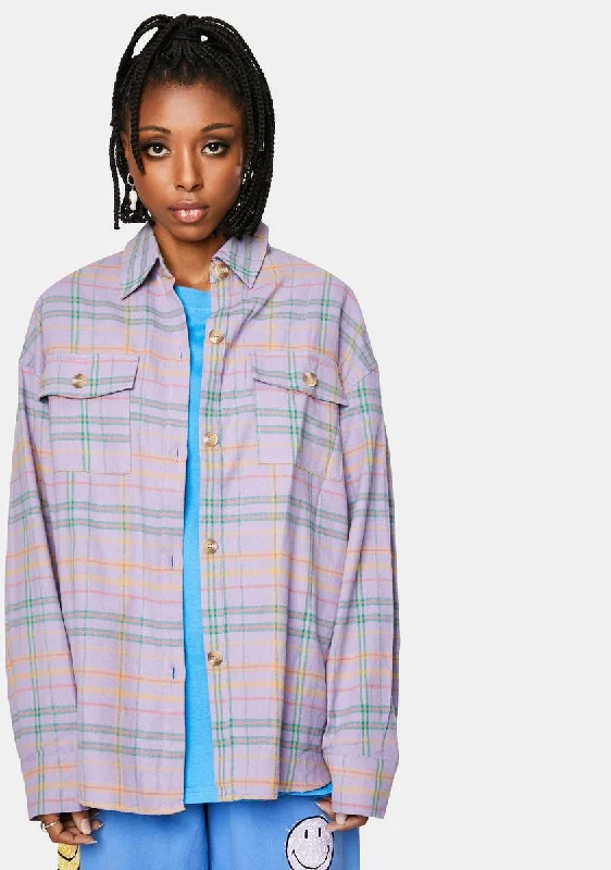 Women's Apparel And Garments Trend Leading Collection Lavender Flannel Jacket