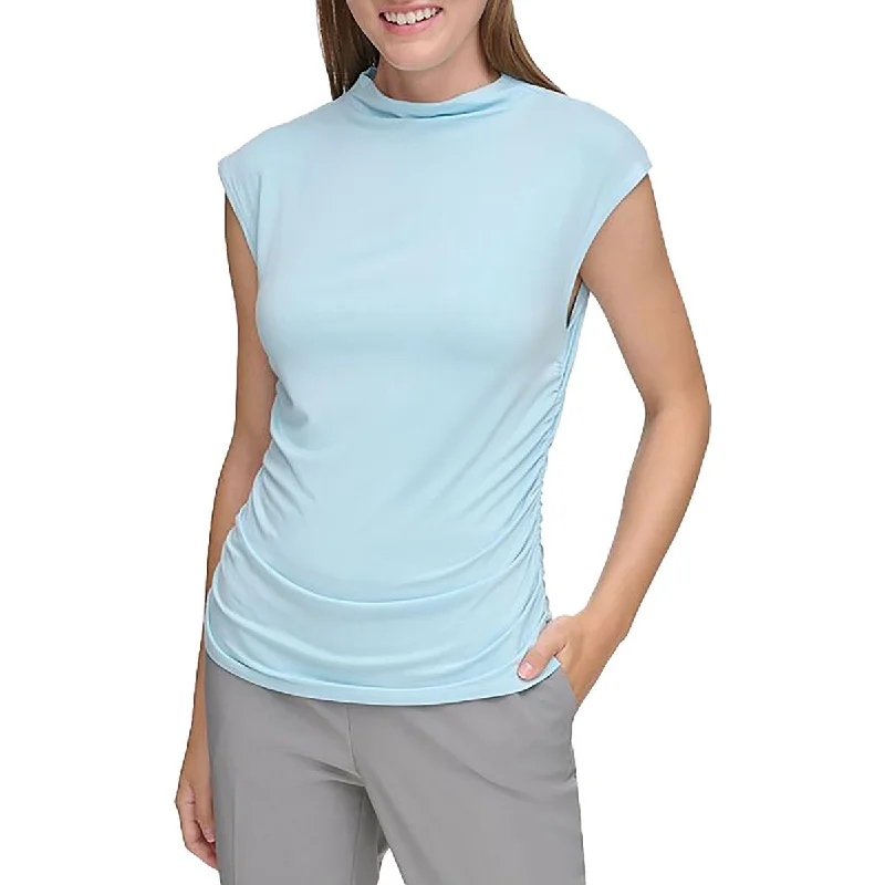 Fashion-Forward Gender-Neutral Outerwear Chic Trend Collection Womens High Neck Gathered Sides Pullover Top Fashion-Forward Gender-Neutral Outerwear Chic Trend Collection Womens High Neck Gathered Sides Pullover Top