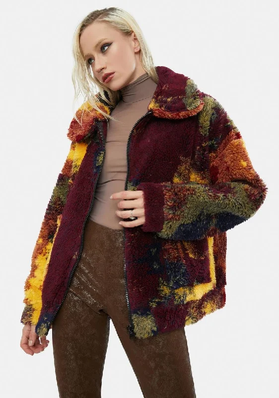 Autumnal Rainbow Fleece Borg Jacket