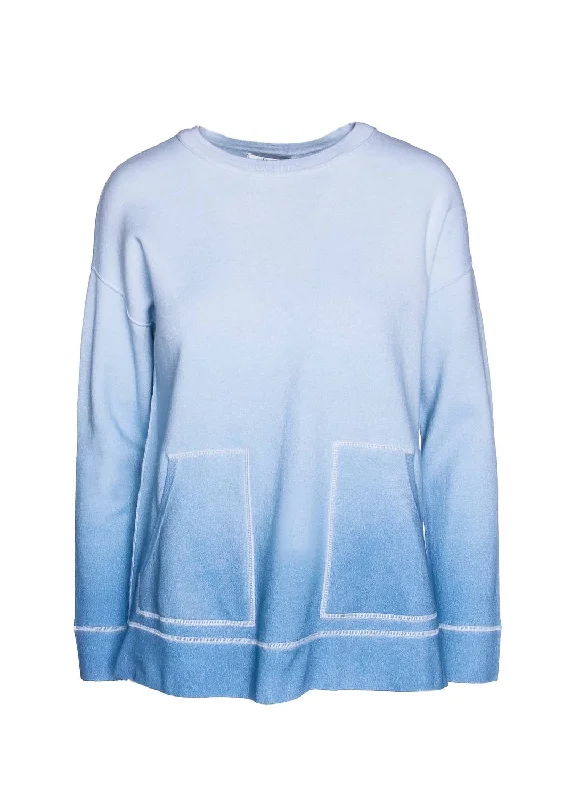Gender-Neutral Clothing Styles The Latest Trends 3/4 Sleeve Ombre Pullover In Aqua