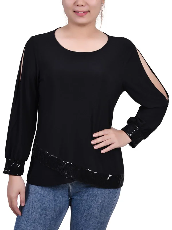 Comfortable Unisex Streetwear Limited Time Flash Sale Petites Womens Jersey Embellished Pullover Top Comfortable Unisex Streetwear Limited Time Flash Sale Petites Womens Jersey Embellished Pullover Top