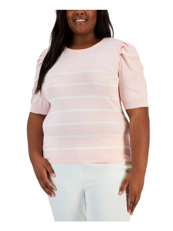 Relaxed-Fit Unisex Clothing Options Swimwear Summer Blowout Plus Womens Striped Puff Sleeves Pullover Top Relaxed-Fit Unisex Clothing Options Swimwear Summer Blowout Plus Womens Striped Puff Sleeves Pullover Top