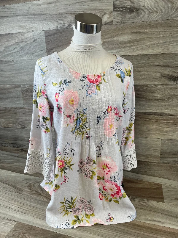 Top 3/4 Sleeve By J. Jill In Floral Print, Size: Xs