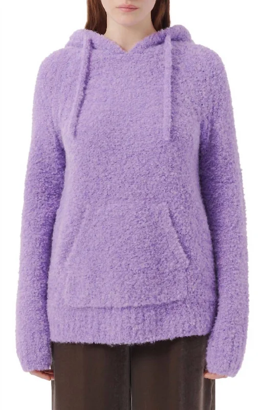 Versatile Gender-Free Wardrobe Essentials Additional Time-Limited Offers Wool Blend Boucle Pullover Hoodie In French Violet Versatile Gender-Free Wardrobe Essentials Additional Time-Limited Offers Wool Blend Boucle Pullover Hoodie In French Violet