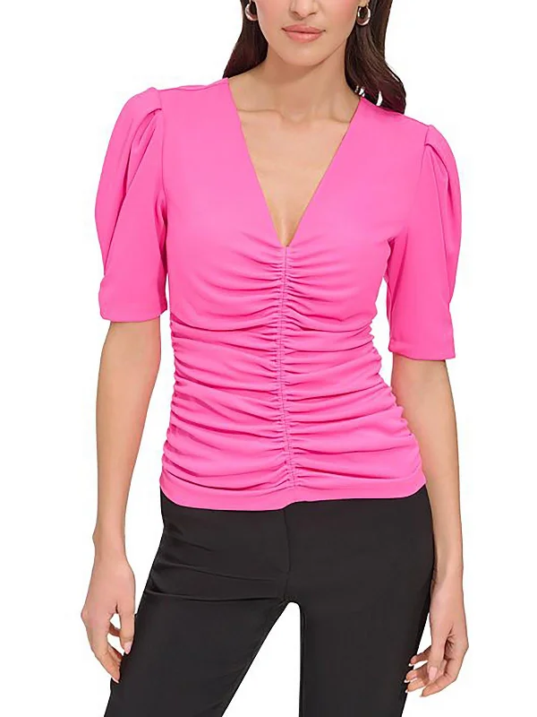 Lightweight And Breathable Unisex Wear Huge Price Cut Womens Ruched V Neck Pullover Top Lightweight And Breathable Unisex Wear Huge Price Cut Womens Ruched V Neck Pullover Top