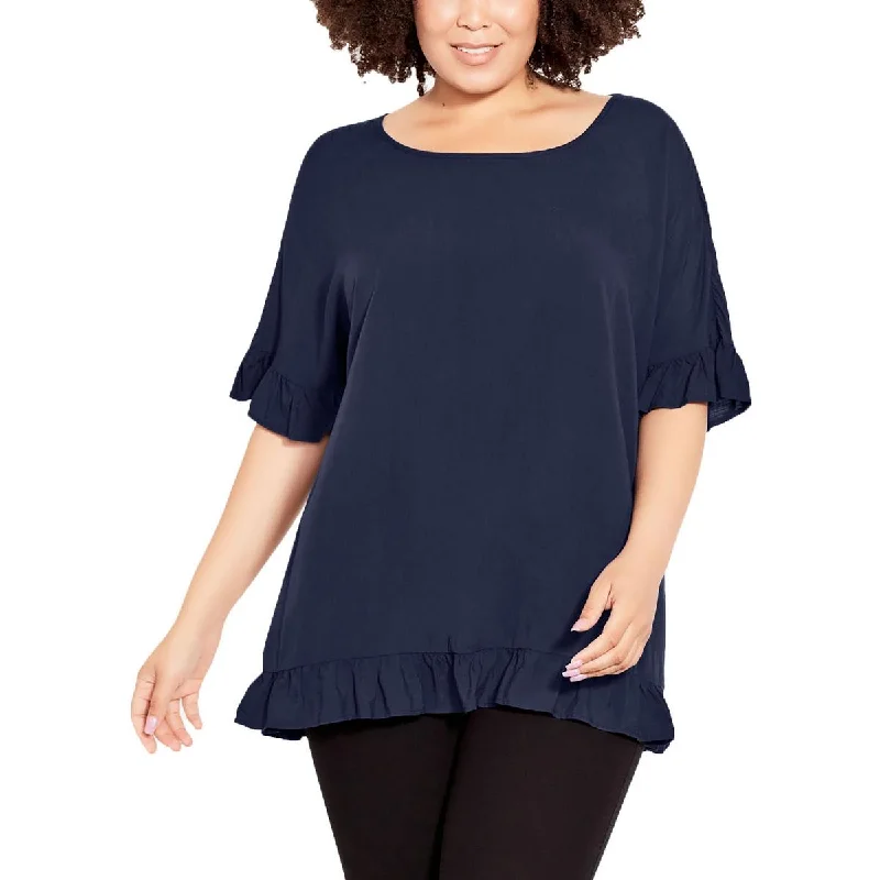Oversized Unisex Apparel For Effortless Style Trendy Pulse Plus Rivka Womens Frill Dolman Pullover Top Oversized Unisex Apparel For Effortless Style Trendy Pulse Plus Rivka Womens Frill Dolman Pullover Top