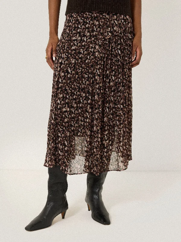 Abstract Leopard Midi Skirt | Brown