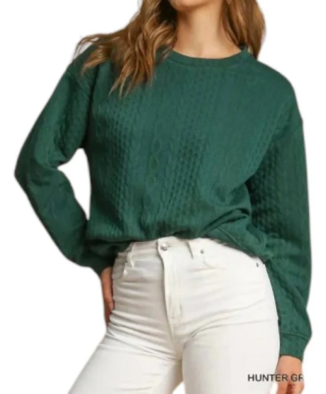 Versatile Unisex Layering Pieces Budget Friendly Jacquard Pullover Top In Hunter Green Versatile Unisex Layering Pieces Budget Friendly Jacquard Pullover Top In Hunter Green