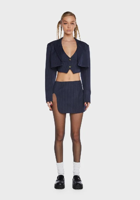 Zayne Cropped Pinstripe Blazer