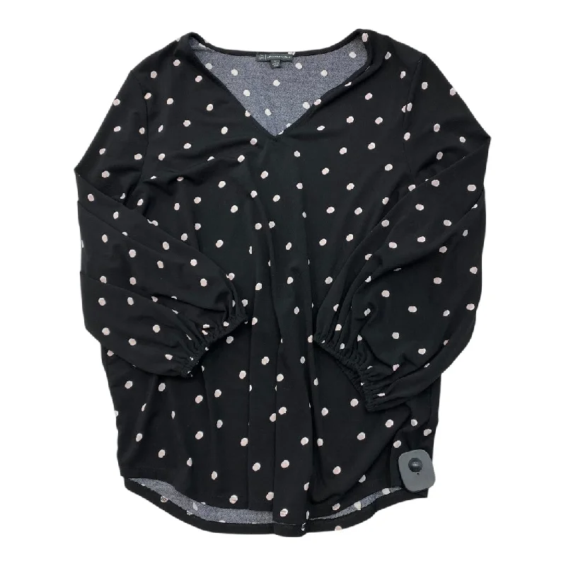 Top 3/4 Sleeve By Adrianna Papell In Polkadot Pattern, Size: L