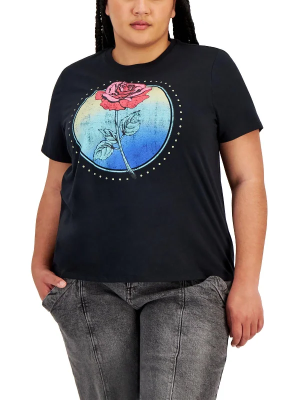 Urban Unisex Fashion Outfits Popular Collection Plus Womens Floral Tee Pullover Top