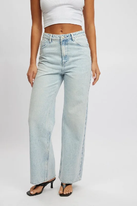 Denim Wide Leg Jeans High Rise