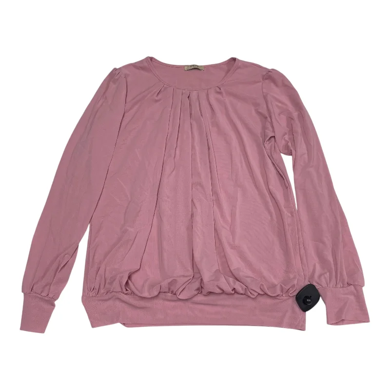 Top Long Sleeve By Timeson In Pink, Size: L