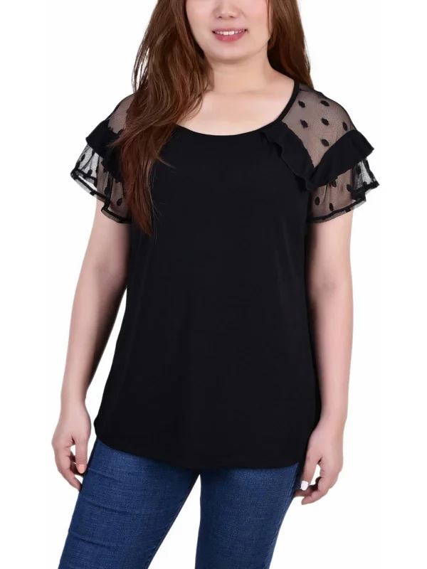Breathable And Lightweight Unisex Wear Seasonal Style Discounts Petites Womens Lace Trim Polyester Pullover Top Breathable And Lightweight Unisex Wear Seasonal Style Discounts Petites Womens Lace Trim Polyester Pullover Top
