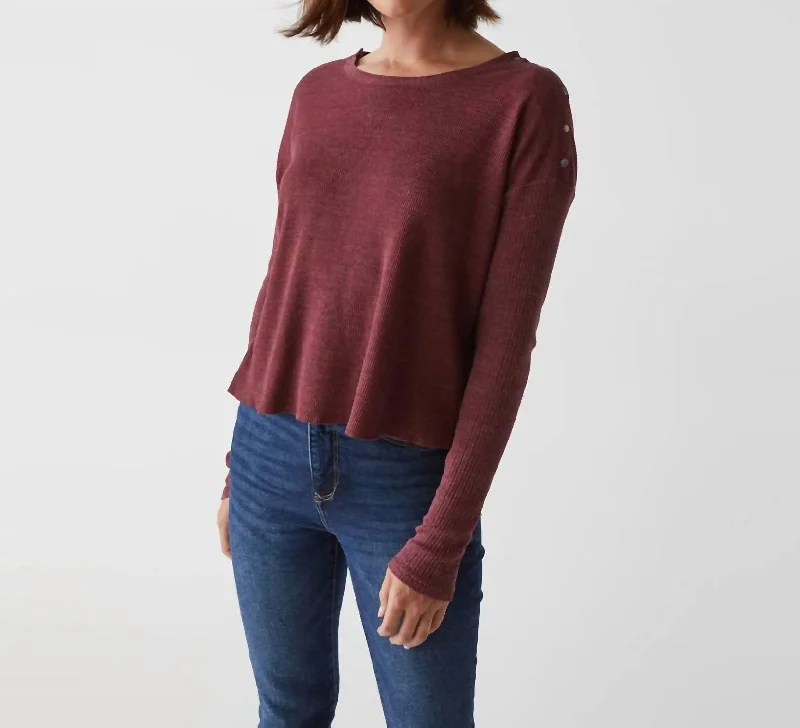 Versatile And Stylish Unisex Apparel Bold Fashion Sales Milo Pullover With Shoulder Snaps In Boysenberry Versatile And Stylish Unisex Apparel Bold Fashion Sales Milo Pullover With Shoulder Snaps In Boysenberry