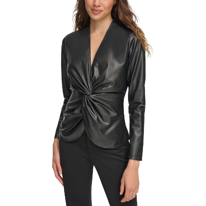 Unisex Everyday Fashion Essentials Seasonal Picks Womens Leather Twist Front Pullover Top Unisex Everyday Fashion Essentials Seasonal Picks Womens Leather Twist Front Pullover Top