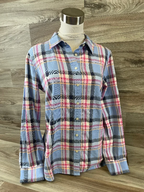 Top Long Sleeve Basic By Talbots In Plaid Pattern, Size: S