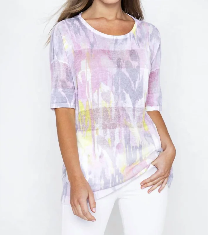 Oversized Unisex Apparel For Effortless Style Style Breakthroughs Ikat Easy Pullover Tee In Bloom Multi