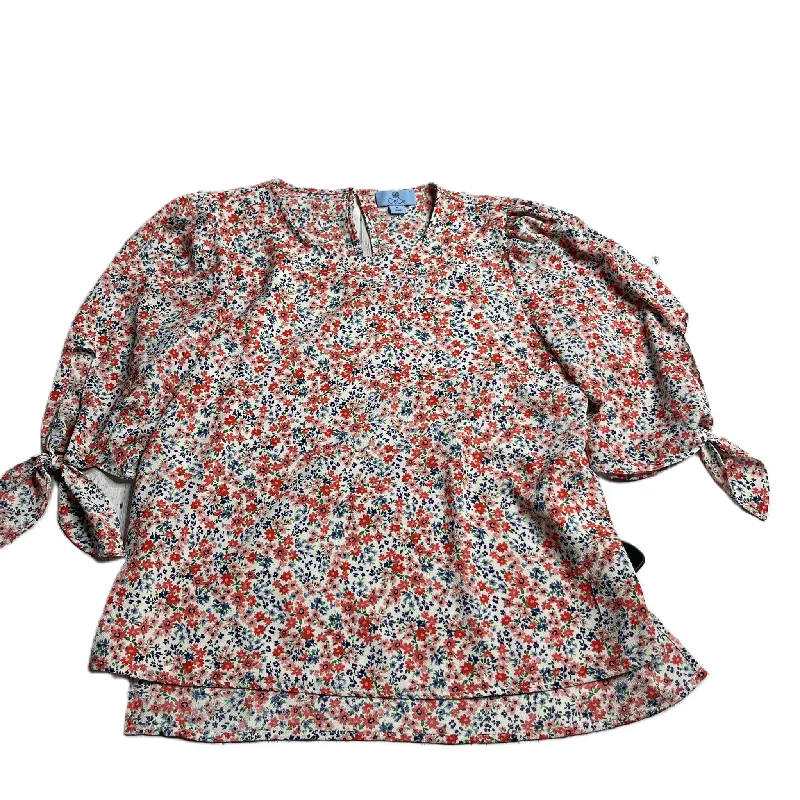 Floral Print Top Short Sleeve By Cece, Size: M