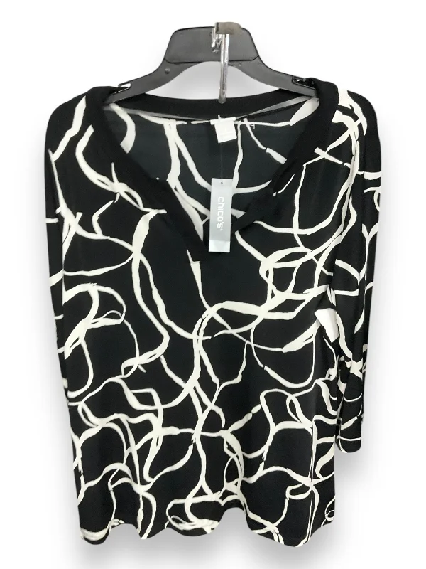 Top Long Sleeve By Chicos In Black & White, Size: 2