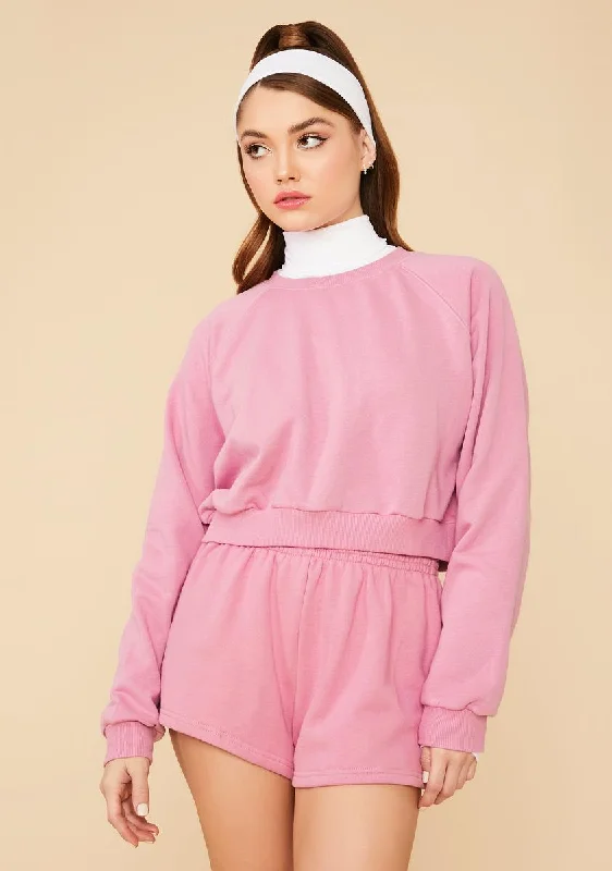 All-Season Unisex Clothing Collection Forward Trendsetter Orchid Calling Crazy Cropped Crewneck Pullover All-Season Unisex Clothing Collection Forward Trendsetter Orchid Calling Crazy Cropped Crewneck Pullover