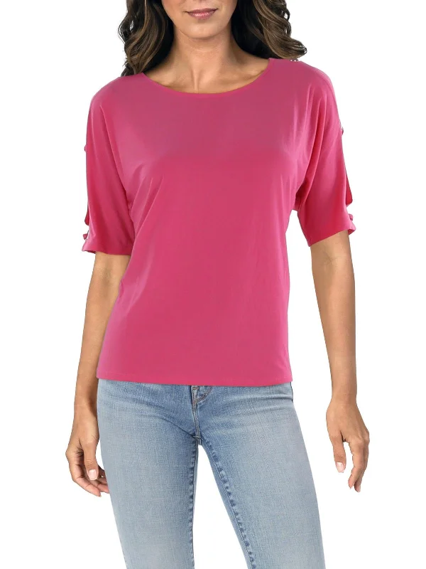 Stylish Unisex Outfit Ideas Everyday Elegance Sale Petites   Womens O-Ring Scoop Neck Pullover Top