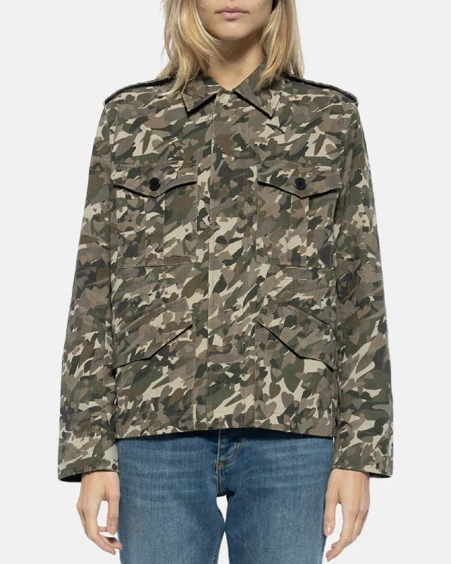 Women's Everyday Garments Exclusive Discount Krisa Canvas Camo Jacket In Grass