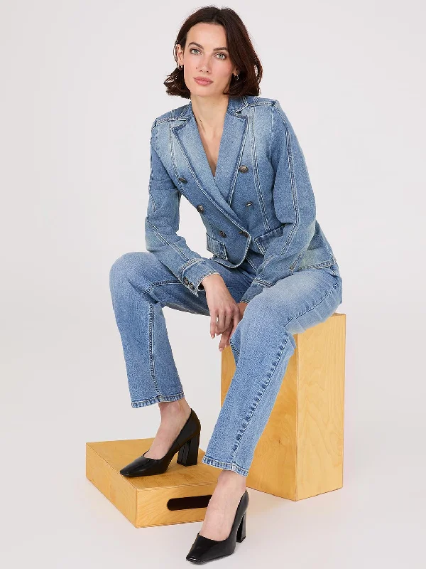 Denim Double-Breasted Blazer