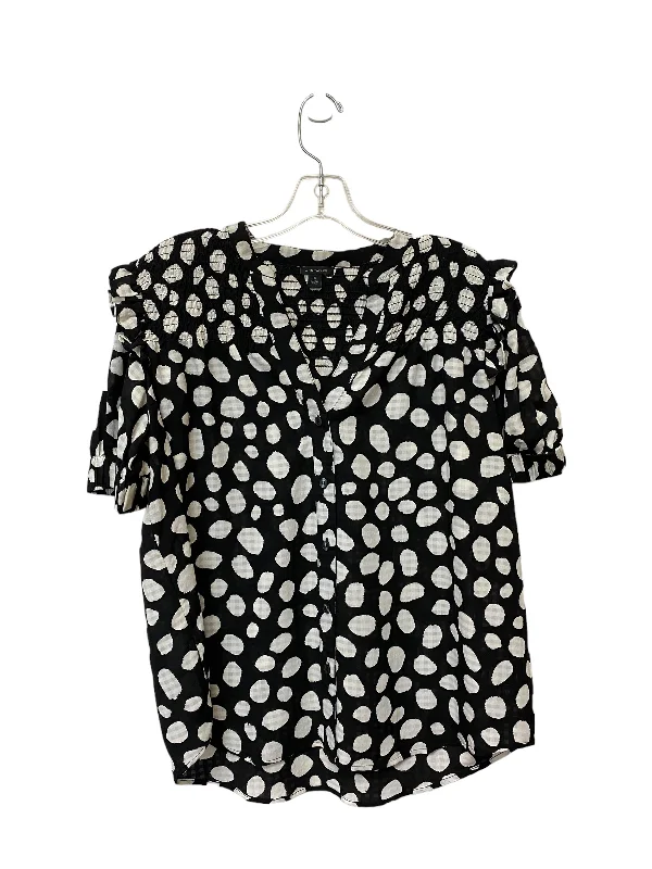 Black & White Top Short Sleeve Ann Taylor, Size M