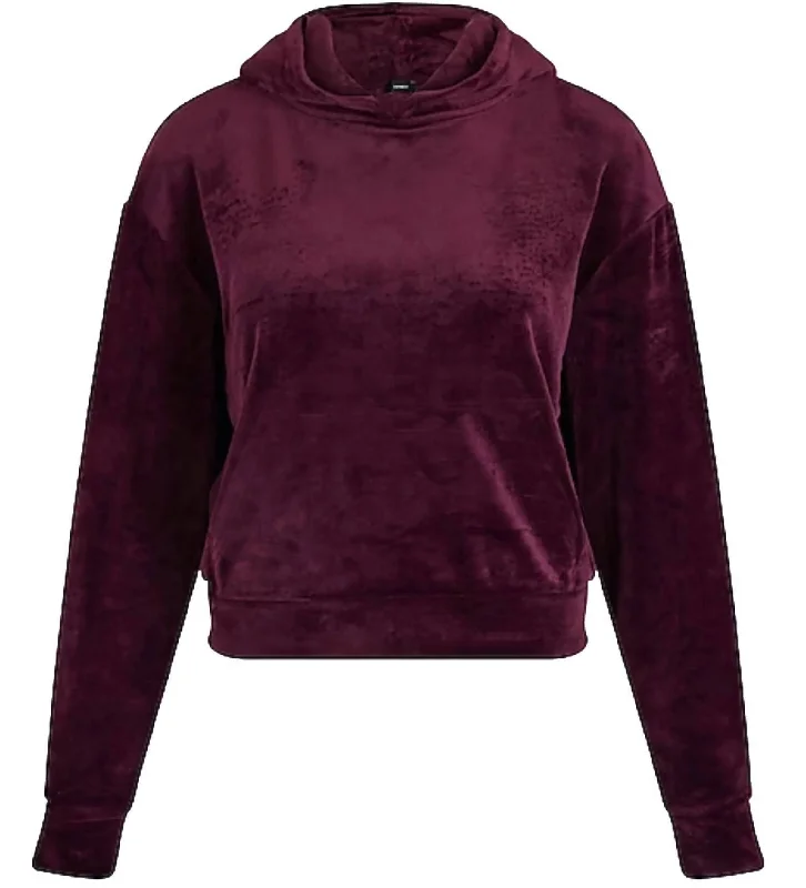 Functional And Stylish Unisex Wear Final Sale Velour Cropped Pullover Top In Purple