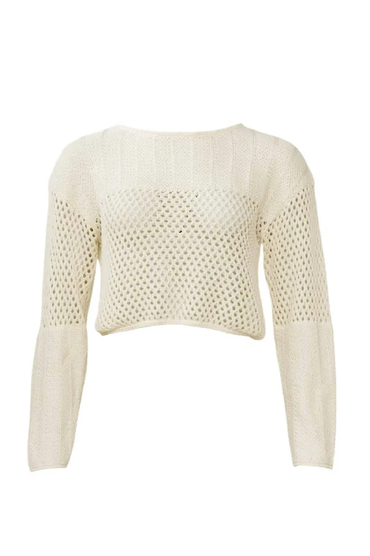 Oversized Unisex Fashion Pieces Avant-Garde Style Promotions Women's Karelis Crochet Pullover In Pumice Stone Oversized Unisex Fashion Pieces Avant-Garde Style Promotions Women's Karelis Crochet Pullover In Pumice Stone